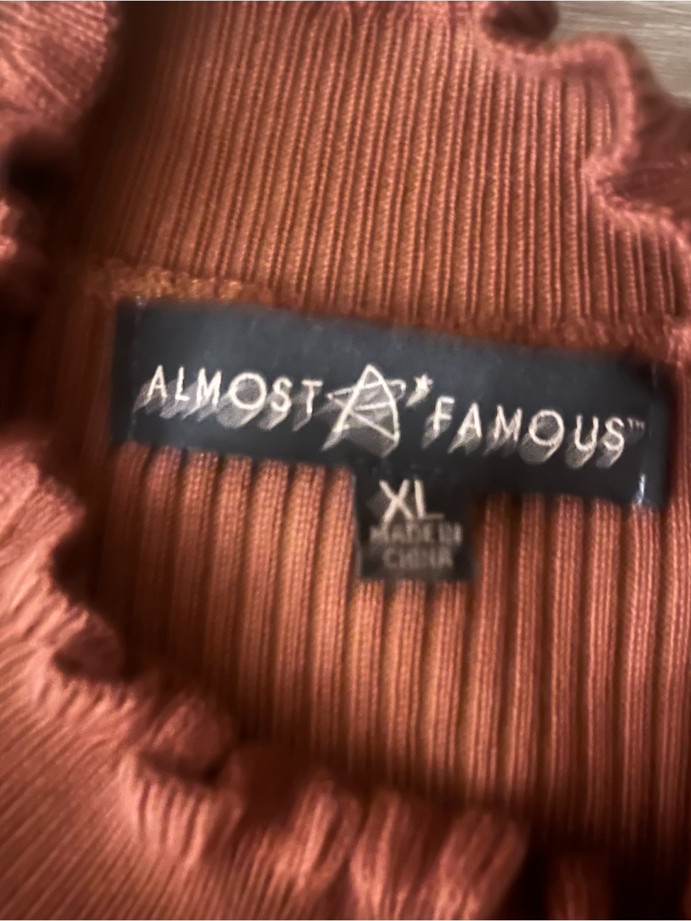 Almost Famous Rust Ribbed Ruffle Midi Dress XL - Picture 2 of 5